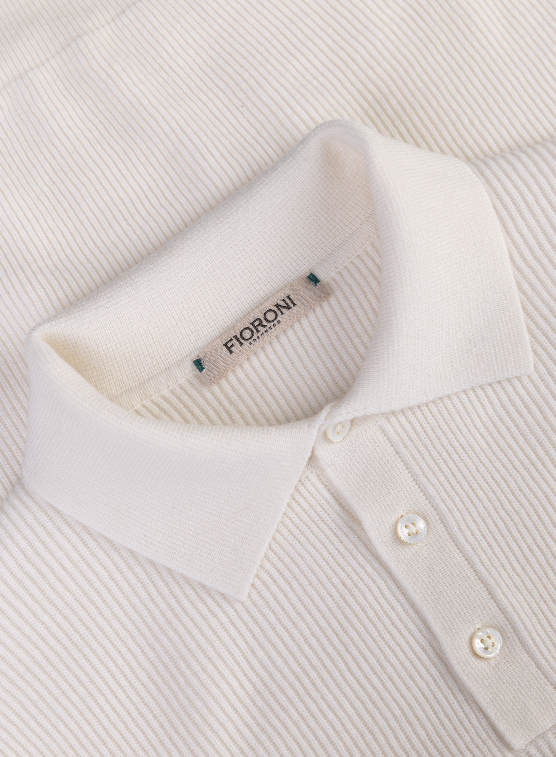 Geribde polo van cashmere | FULL_WIDTH | Wit