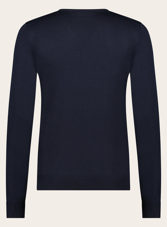 Wollen V-hals trui | BLUE NAVY