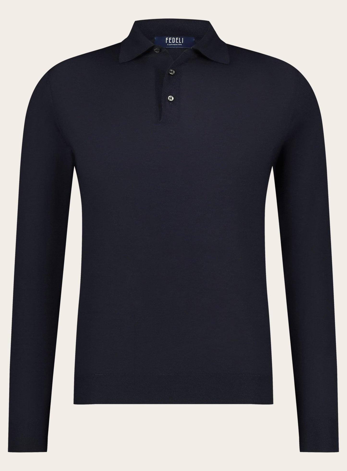 Poloshirt van cashmere en zijde | BLUE NAVY