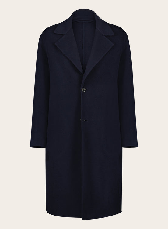 Regular-fit lange mantel van wol en cashmere | BLUE NAVY