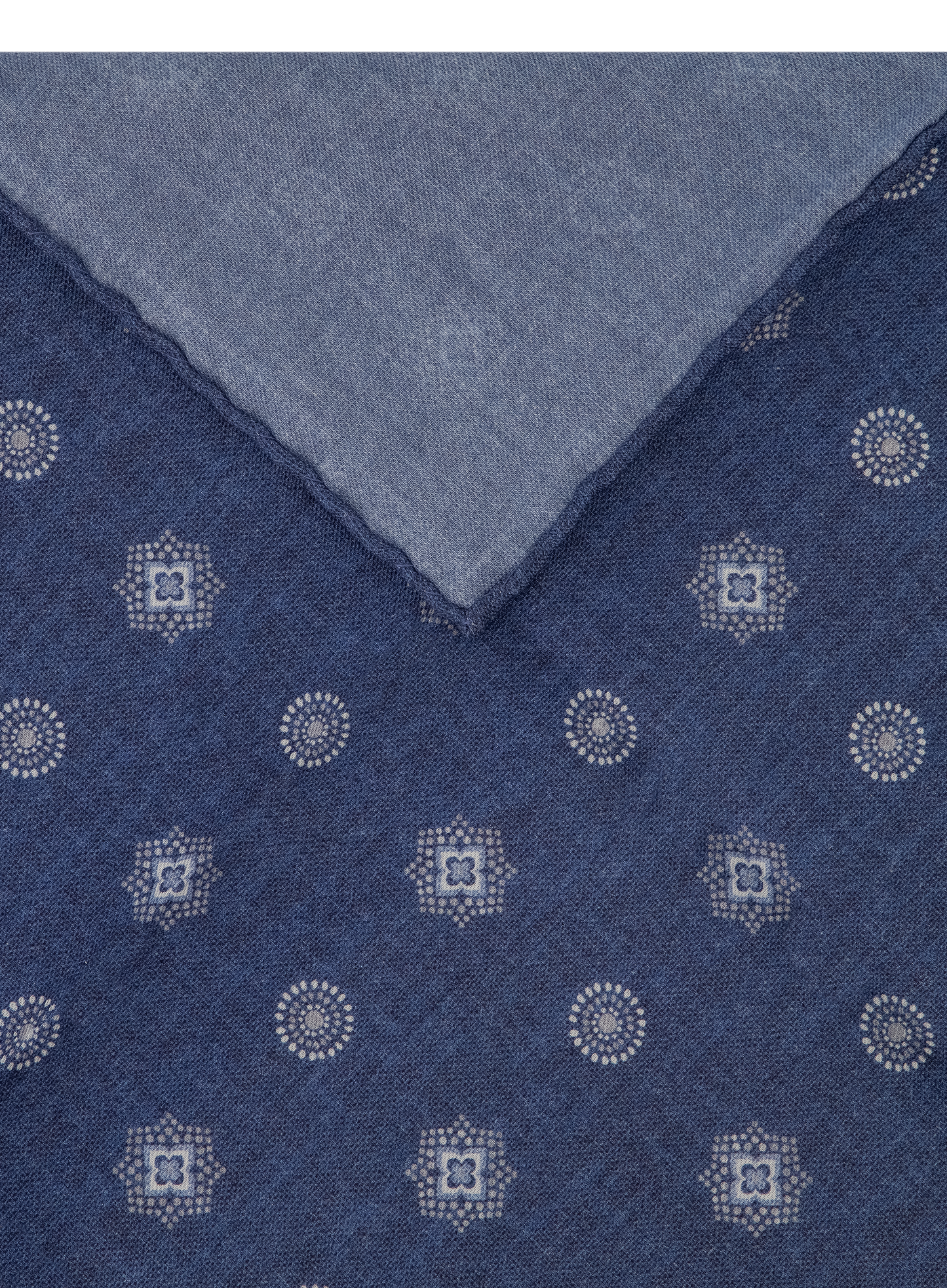 Pochet met print van wol en katoen | Blauw