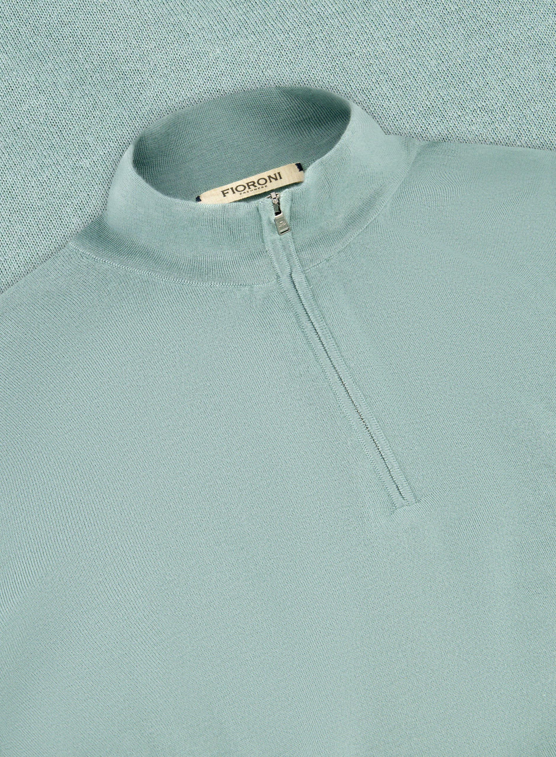 Half-zip ritsvest van cashmere en zijde | Groen