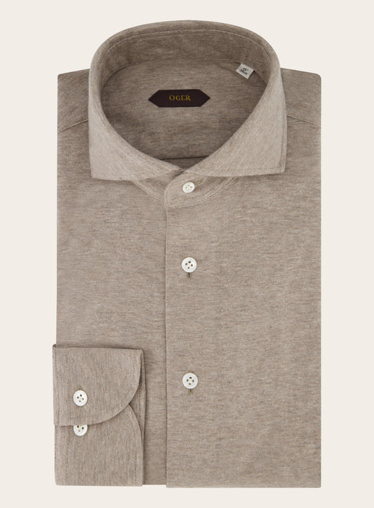 Shirt van katoen en cashmere | TAUPE 