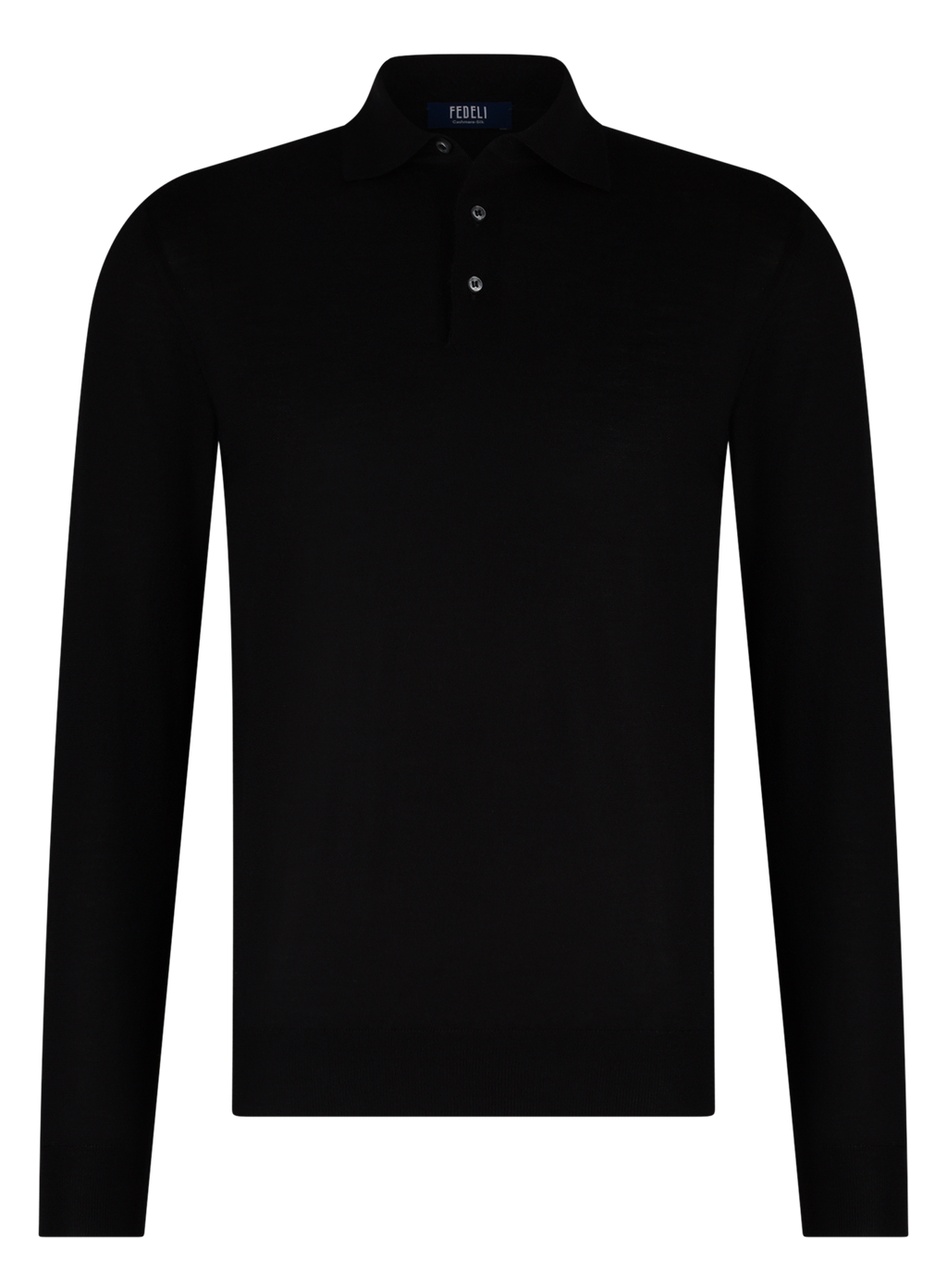 Polo van cashmere en zijde | Zwart