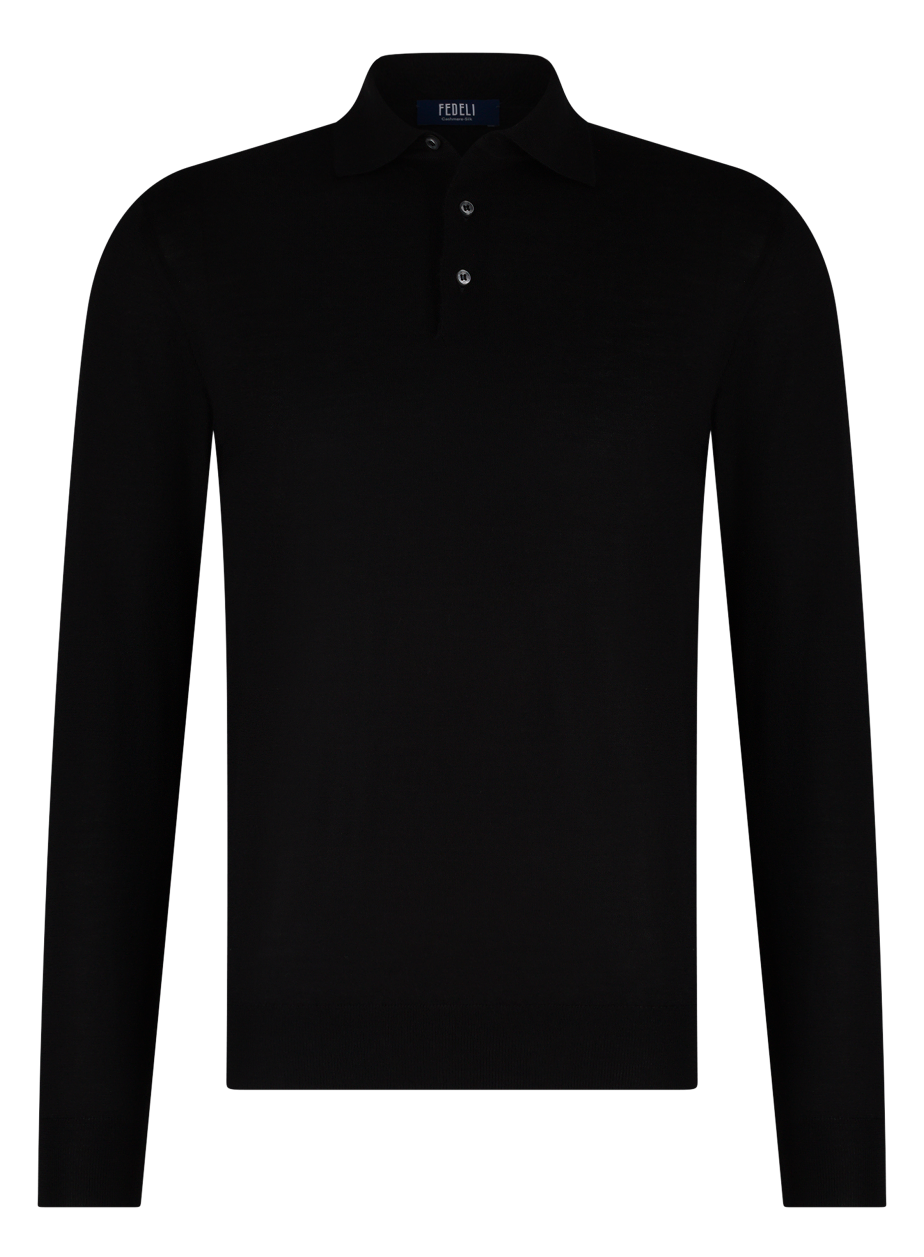 Polo van cashmere en zijde | Zwart