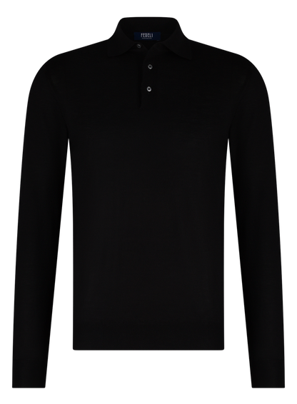 Polo van cashmere en zijde | Zwart