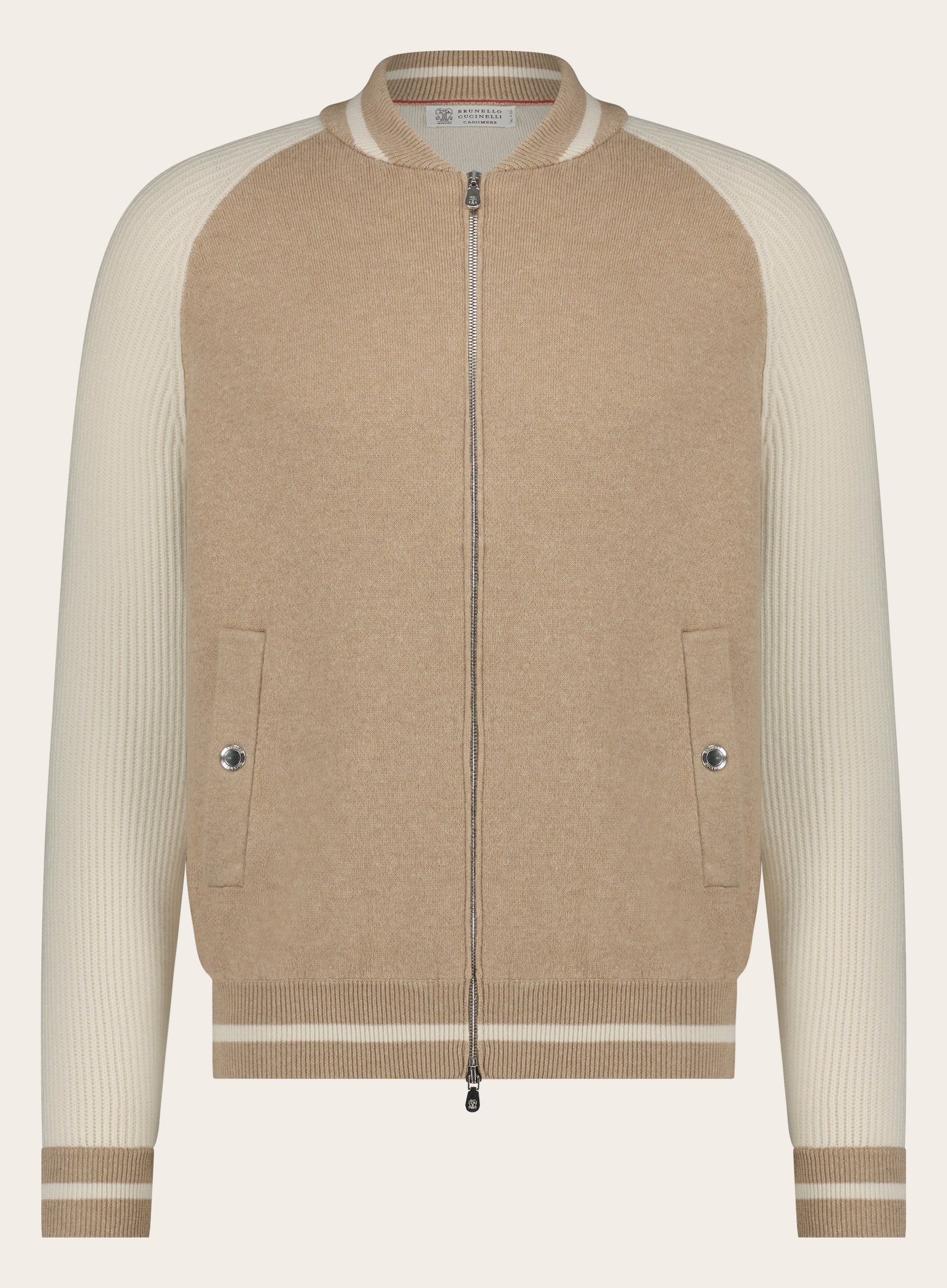 Bombervest van wol en cashmere  | Beige