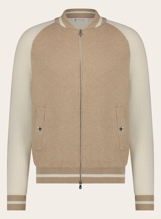 Bombervest van wol en cashmere  | Beige