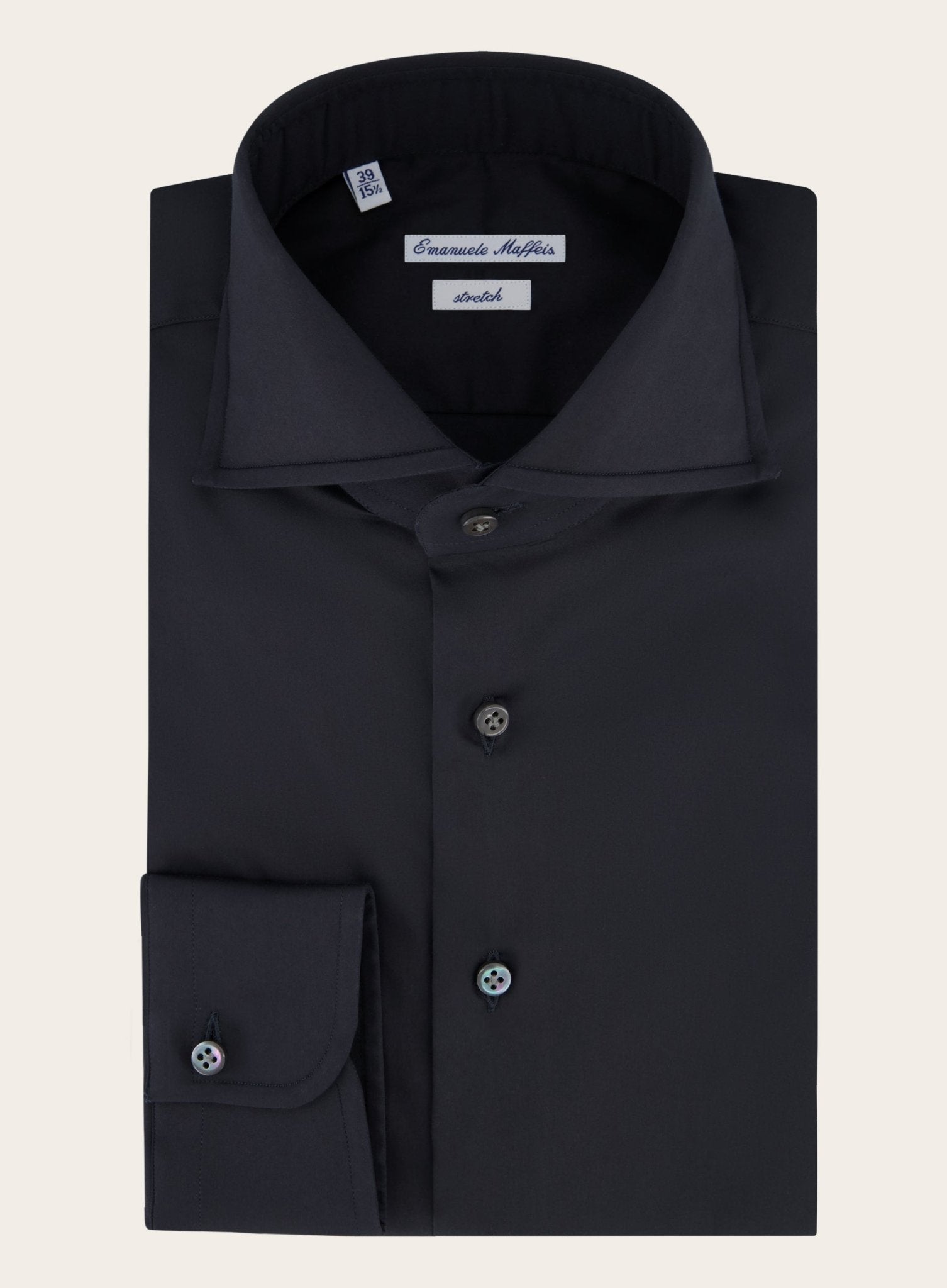 Stretch shirt van katoen | Zwart