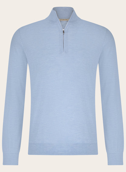 Half-zip ritsvest van cashmere en zijde | L.Blauw