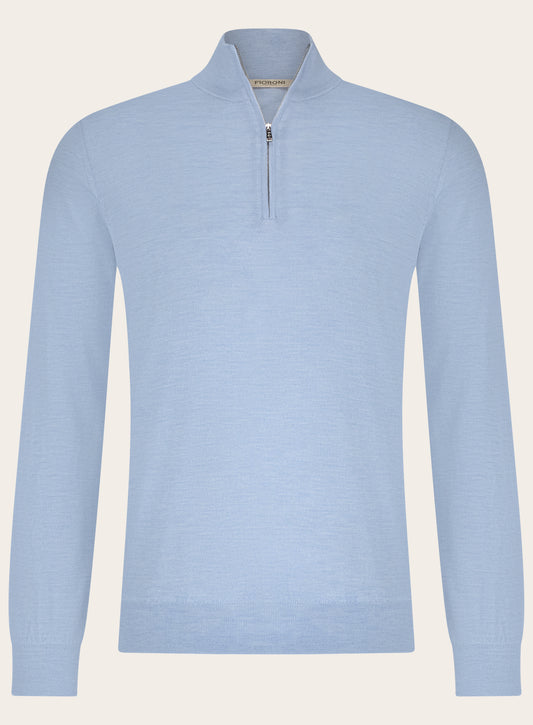 Half-zip ritsvest van cashmere en zijde | L.Blauw