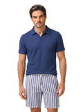 Buttonless polo van katoen en linnen | FULL_WIDTH | MODEL | BLUE NAVY