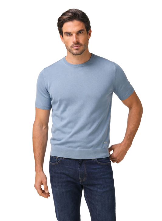 T-shirt van zijde en katoen | L.Blauw