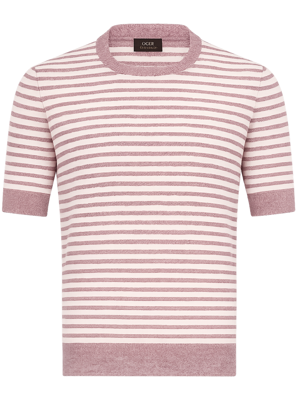 Gestreept t-shirt van linnen en katoen | ROZE