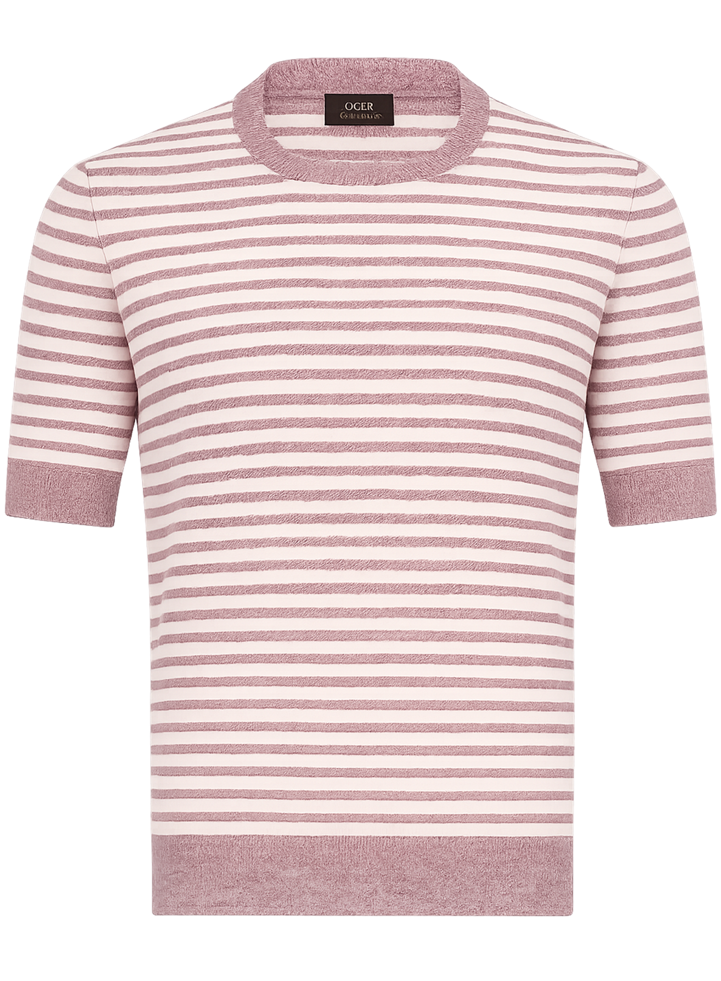 Gestreept t-shirt van linnen en katoen | ROZE
