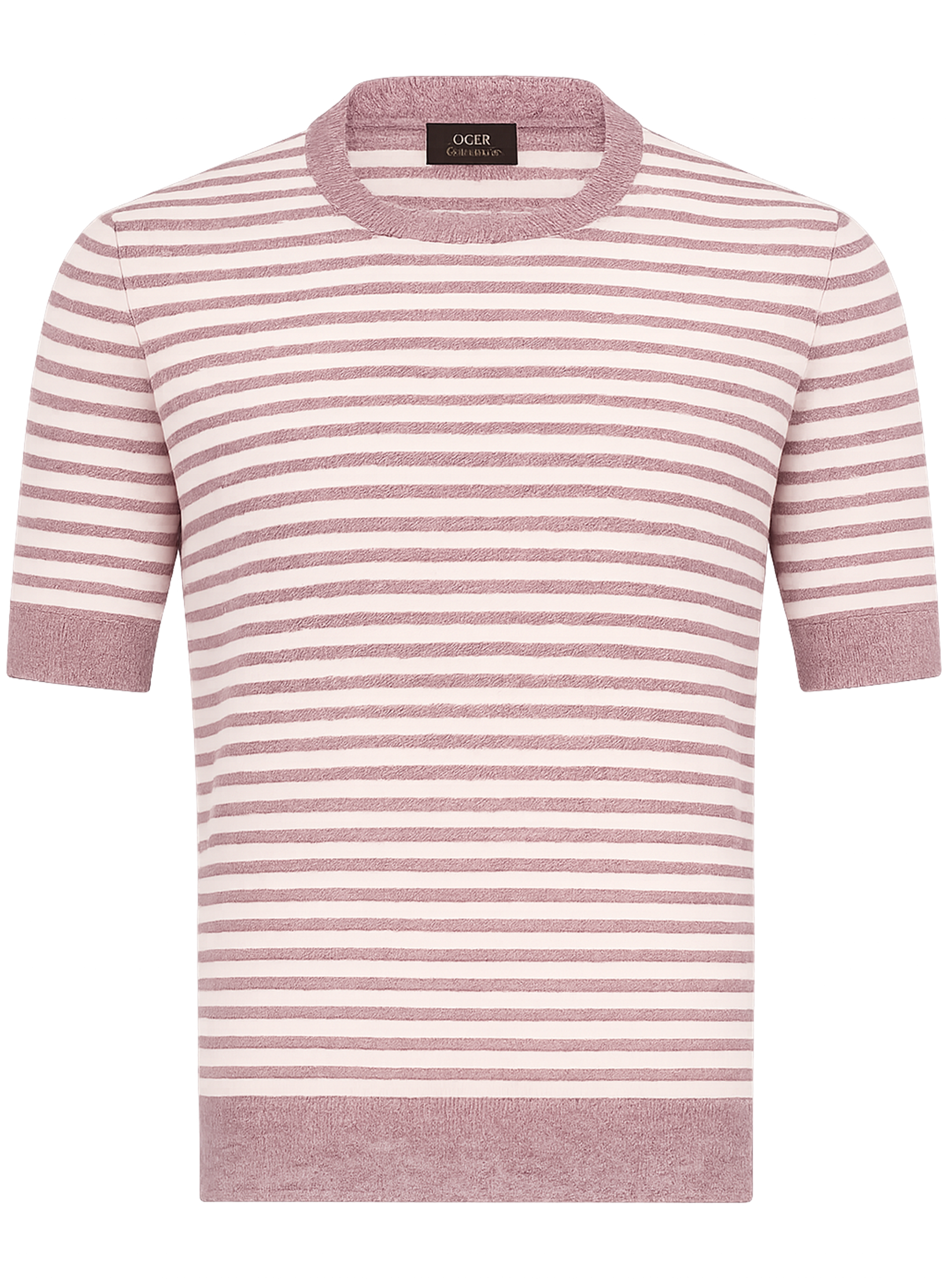 Gestreept t-shirt van linnen en katoen | ROZE