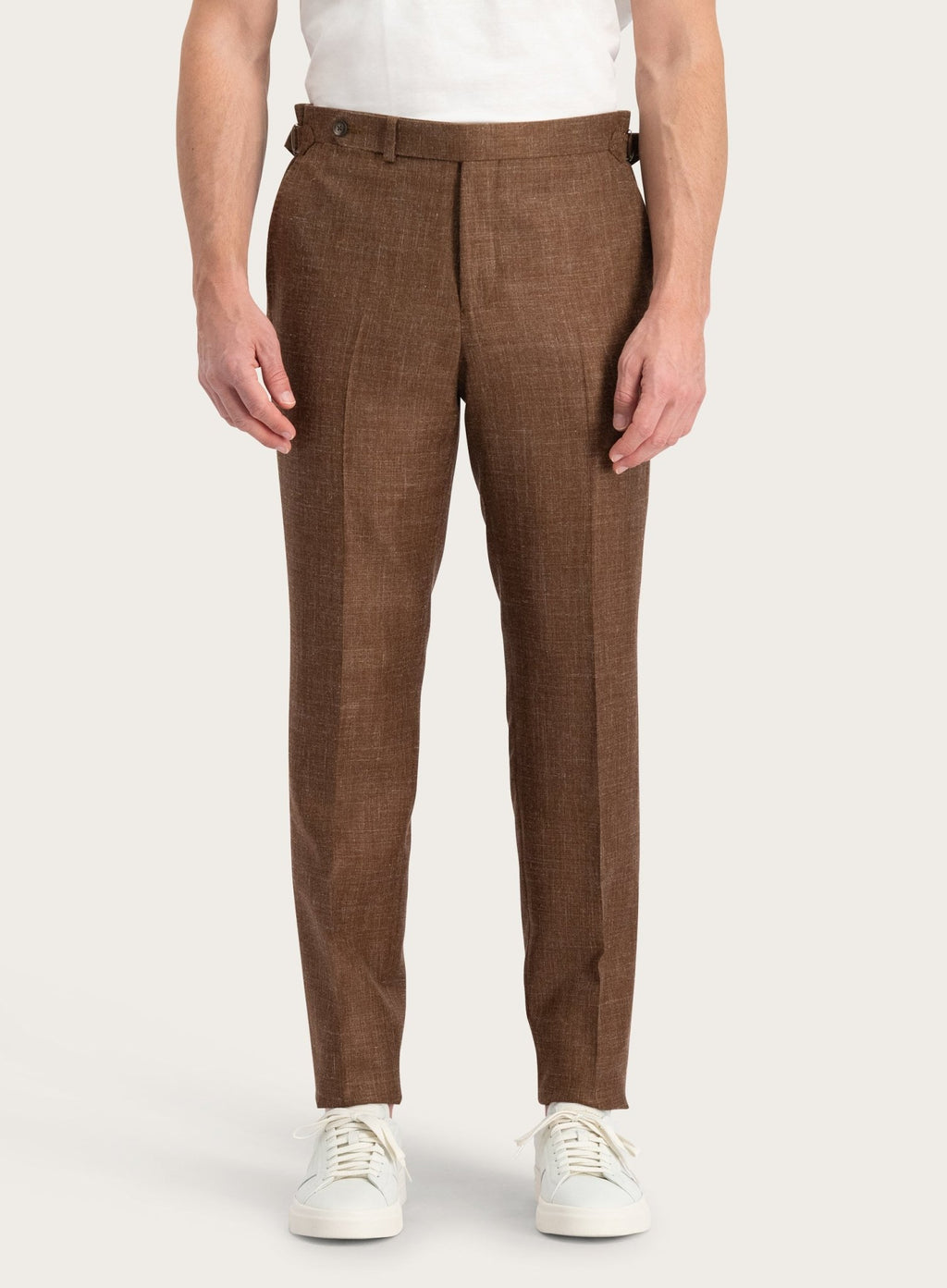 Pantalon van wol, zijde en linnen | FULL_WIDTH | MODEL | Roest