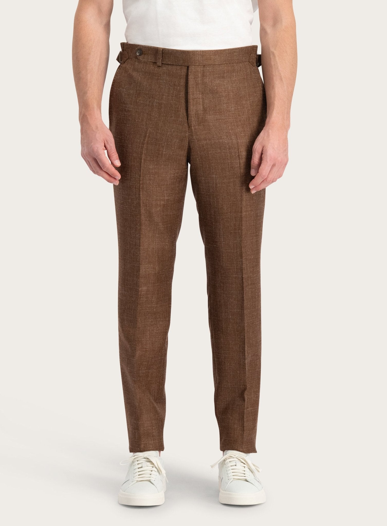 Pantalon van wol, zijde en linnen | FULL_WIDTH | MODEL | Roest