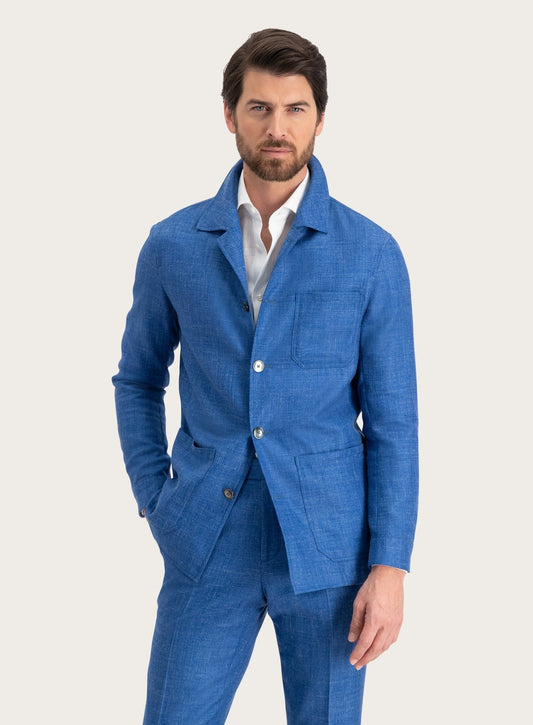 Jasje van wol, zijde en linnen | Blauw