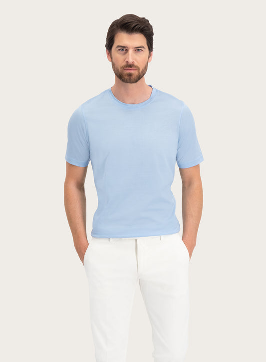 T-shirt van katoen | L.Blauw | FULL_WIDTH | MODEL