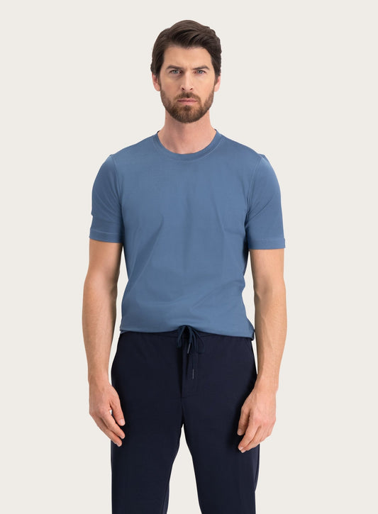 T-shirt van katoen | MID.BLAUW