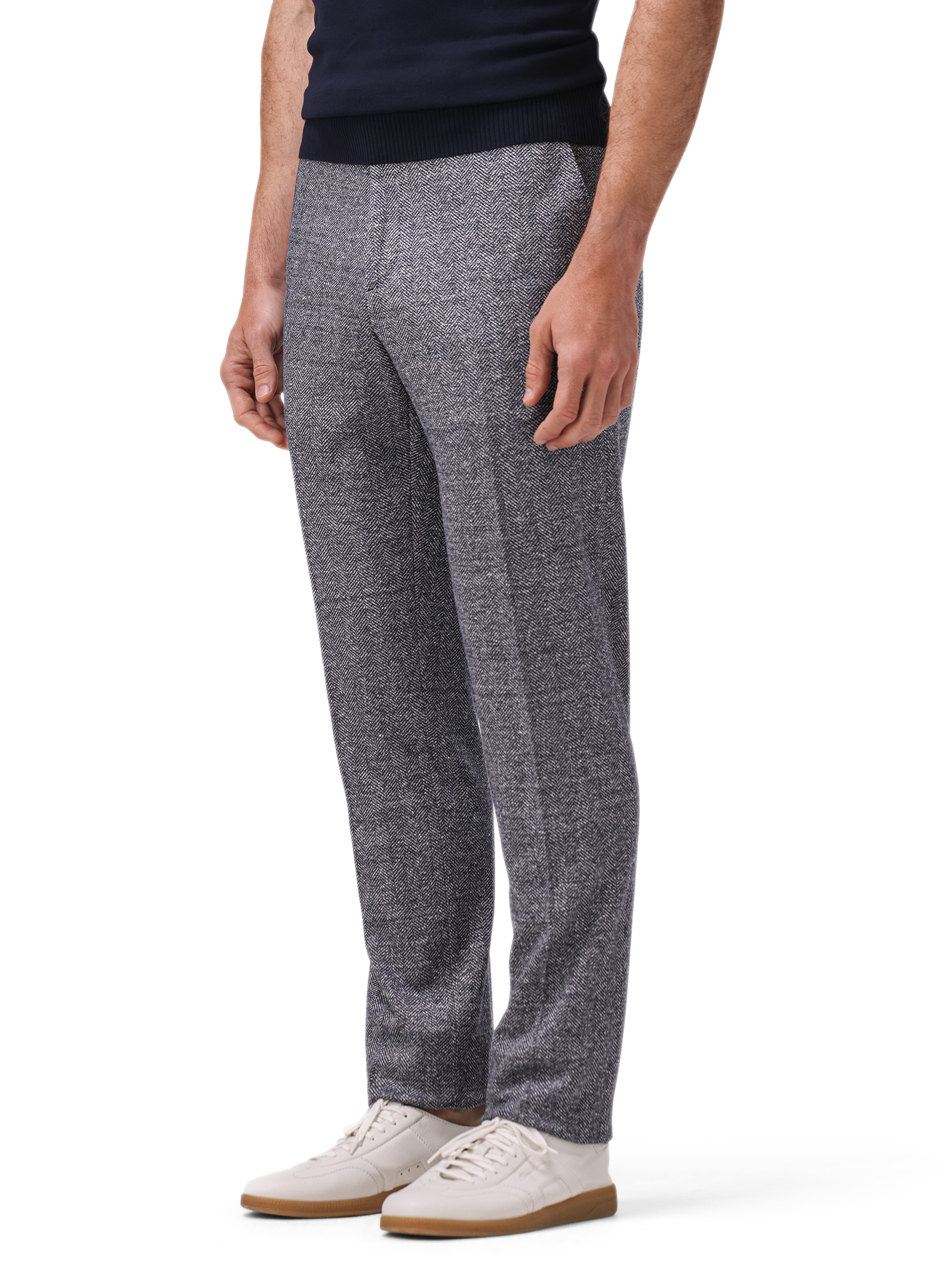 Broek van linnen, zijde en katoen | MODEL | FULL_WIDTH | BLUE NAVY