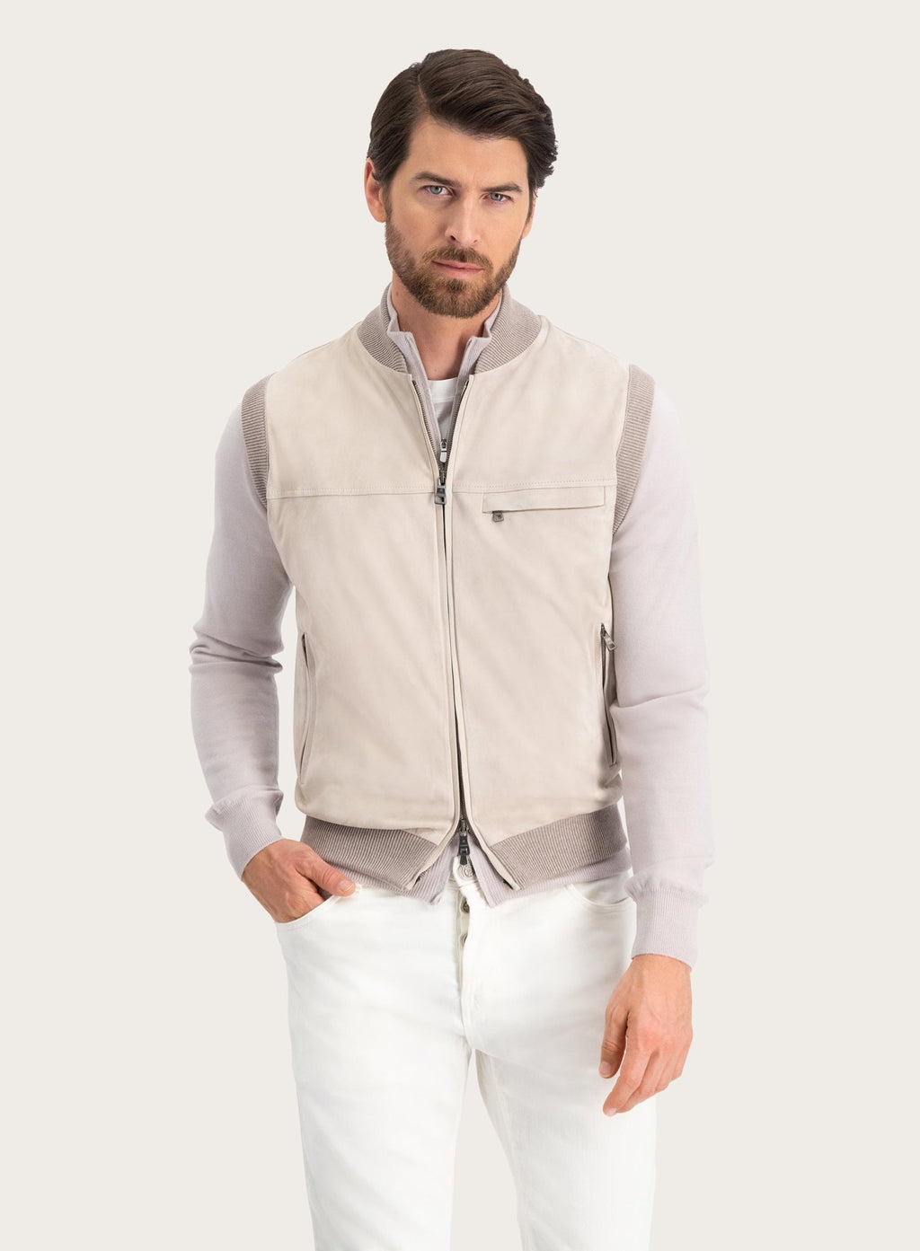 Bodywarmer van suède | L.BEIGE