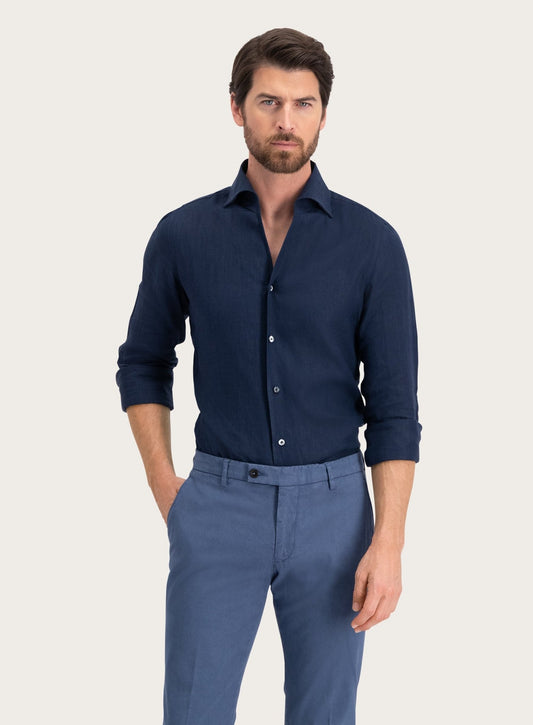 Regular-fit shirt van linnen | BLUE NAVY