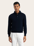 Poloshirt met lange mouwen van katoen | BLUE NAVY