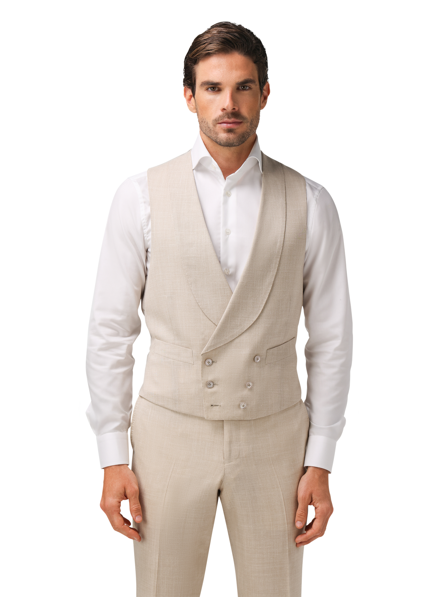 Gilet van wol, zijde en linnen | Beige