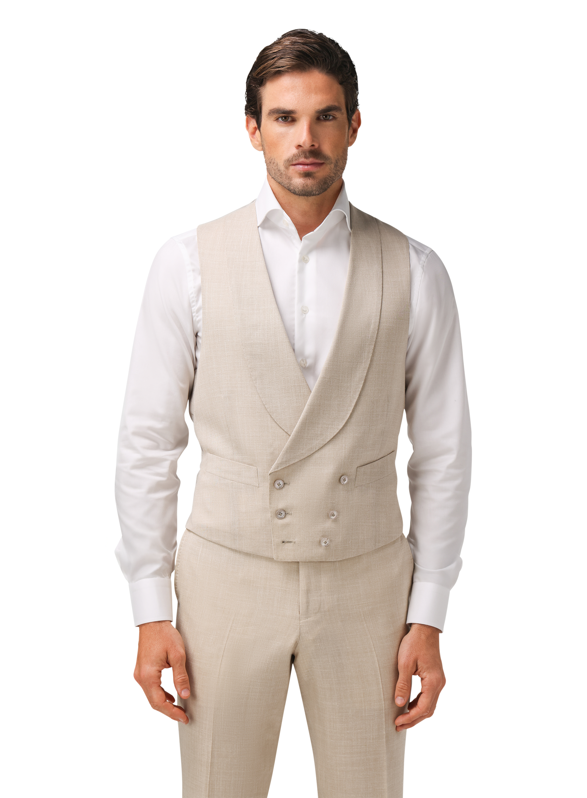 Gilet van wol, zijde en linnen | Beige