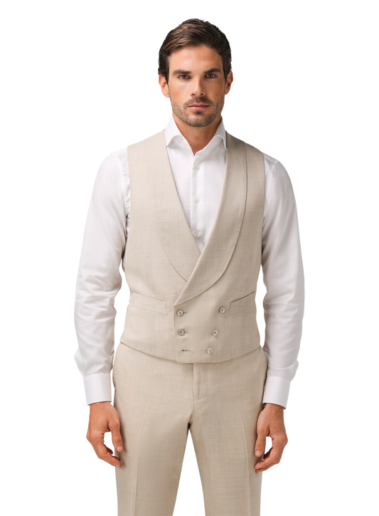 Gilet van wol, zijde en linnen | Beige