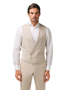 Gilet van wol, zijde en linnen | Beige