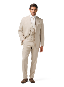 Pak van wol, zijde en linnen (loro piana-stof) | FULL_WIDTH | MODEL | Beige