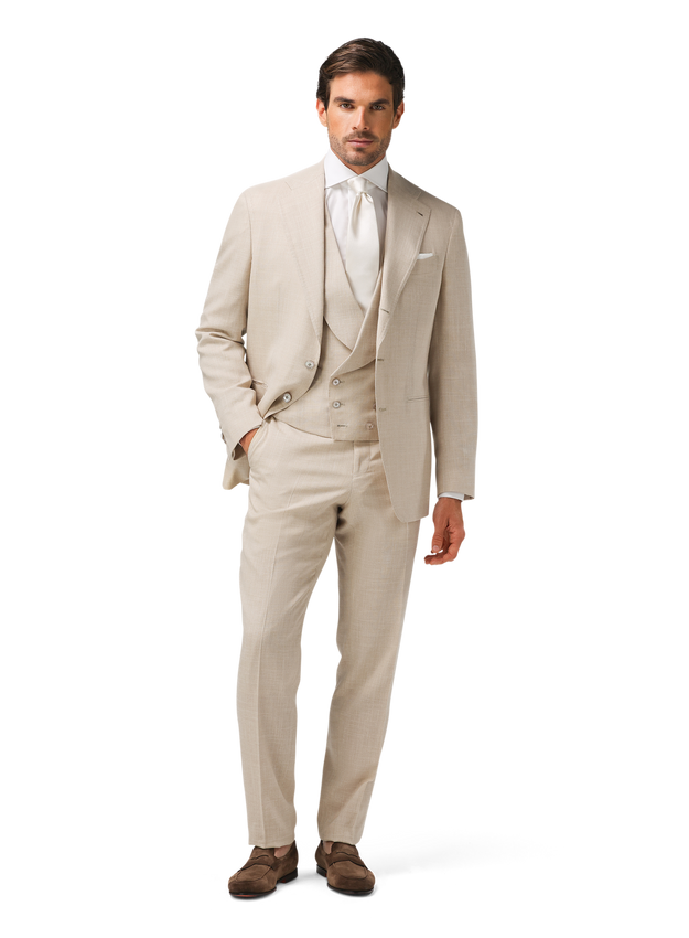 Pak van wol, zijde en linnen (loro piana-stof) | FULL_WIDTH | MODEL | Beige