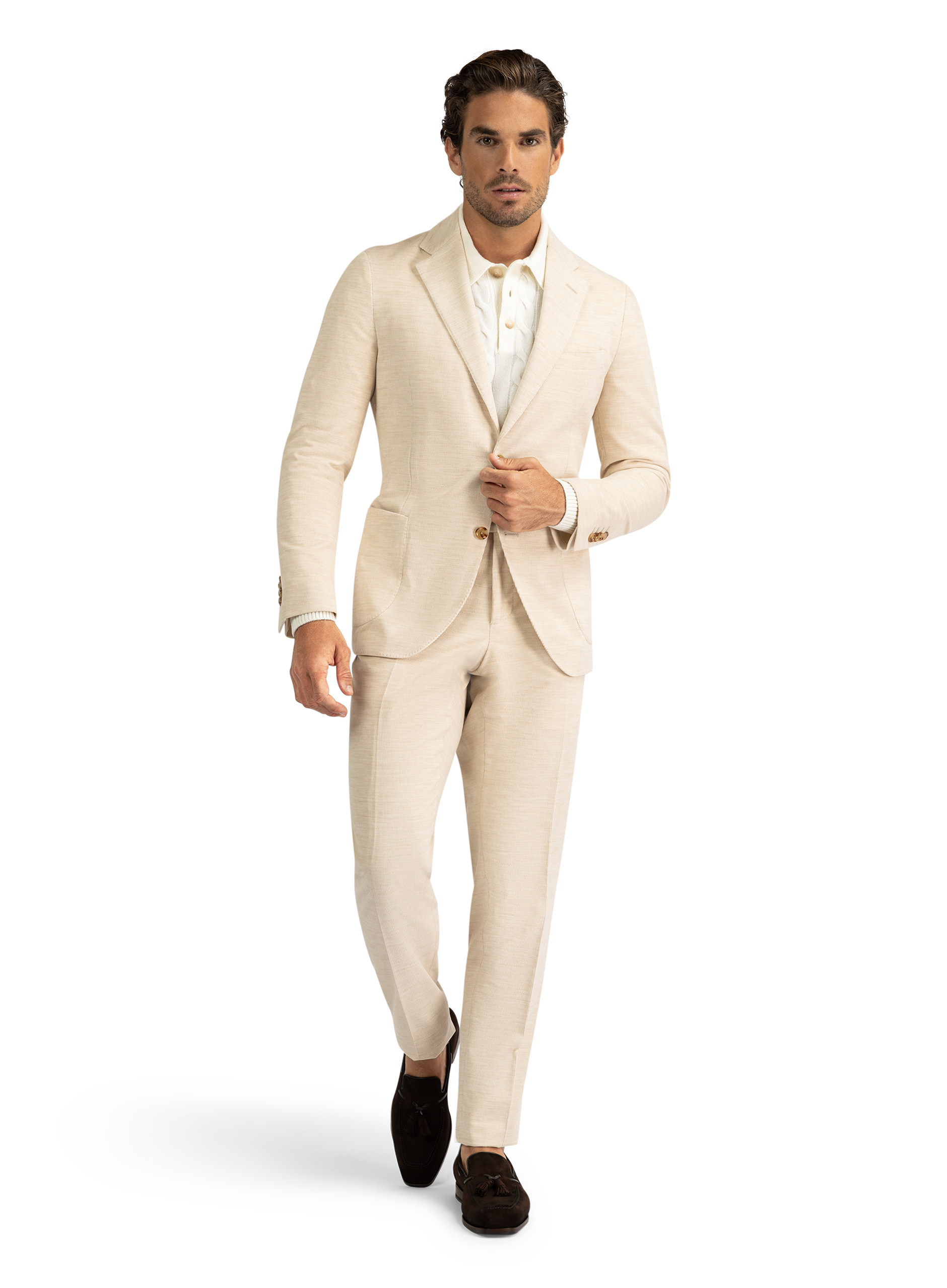Jasje van katoen en wol | Beige