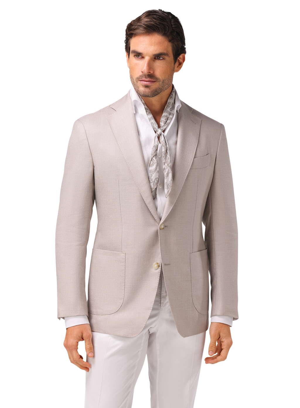 Colbert van wol, zijde en linnen | MODEL | FULL_WIDTH | Beige