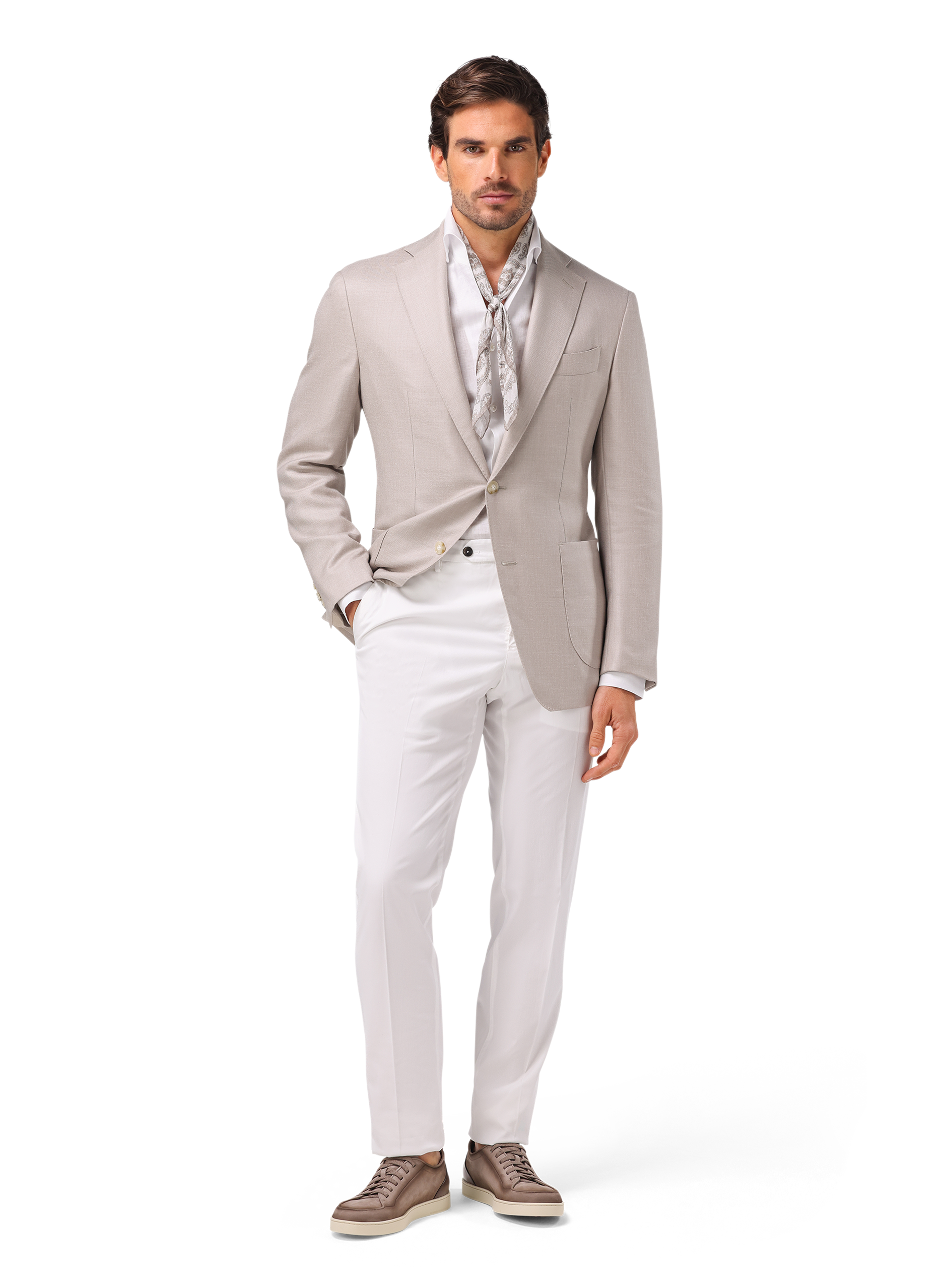 Colbert van wol, zijde en linnen | MODEL | FULL_WIDTH | Beige