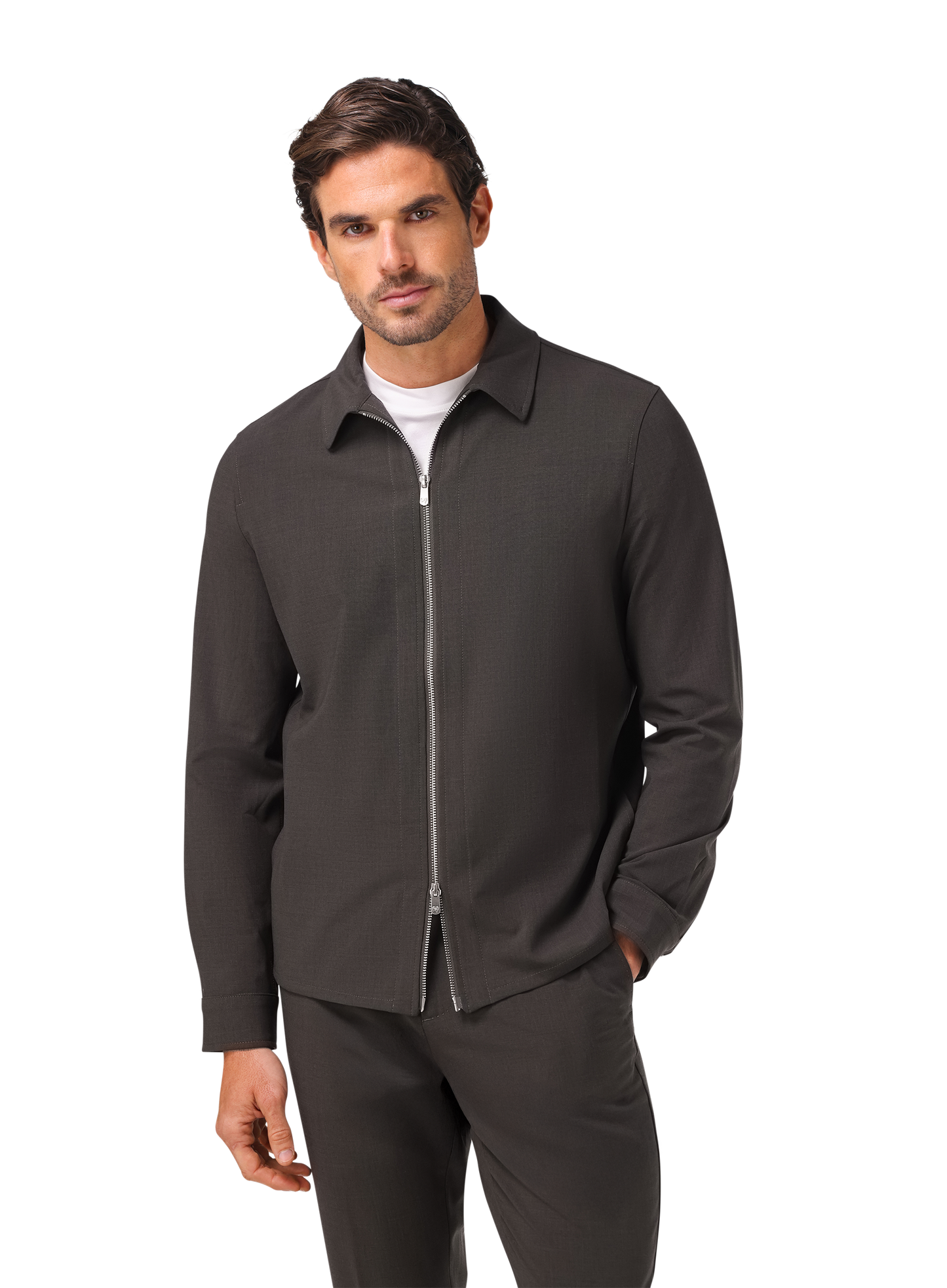 Overshirt van scheerwol | FULL_WIDTH | MODEL | D.Groen