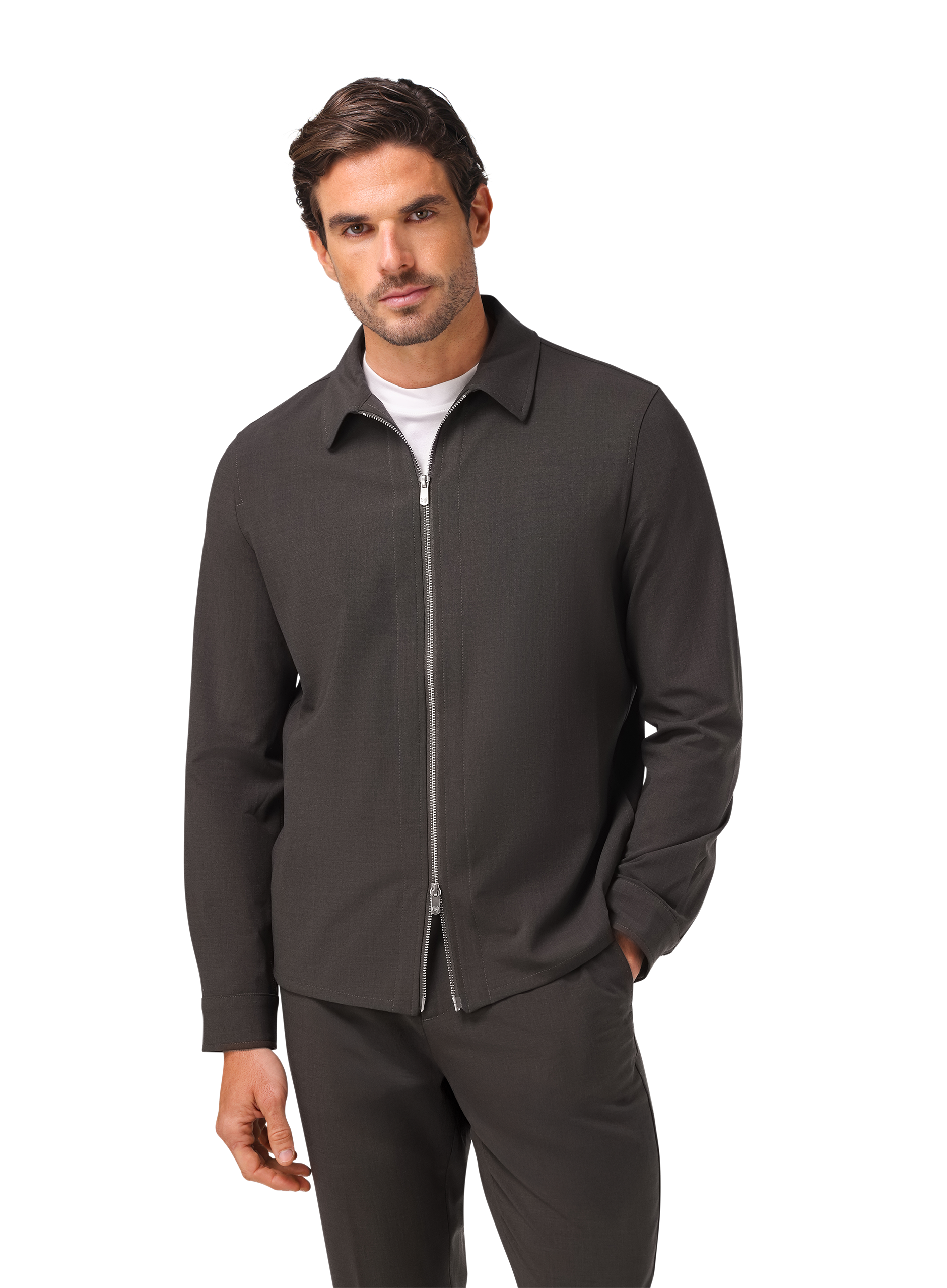 Overshirt van scheerwol | FULL_WIDTH | MODEL | D.Groen