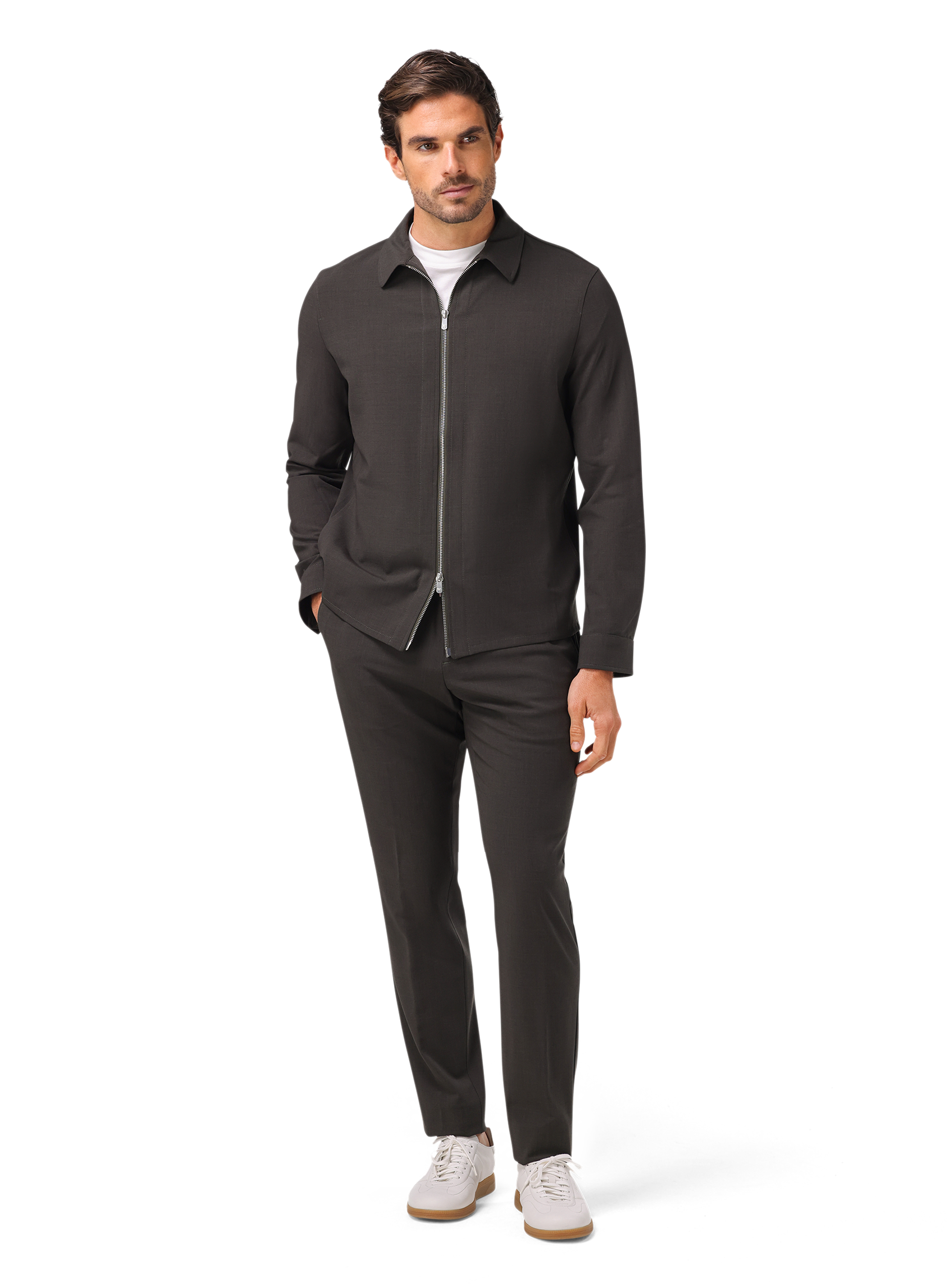 Overshirt van scheerwol | FULL_WIDTH | MODEL | D.Groen