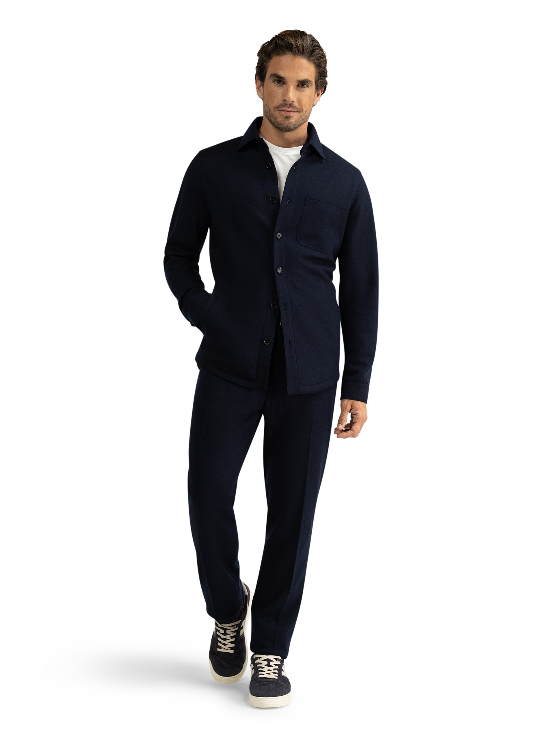 Overshirt van wol en cashmere | BLUE NAVY