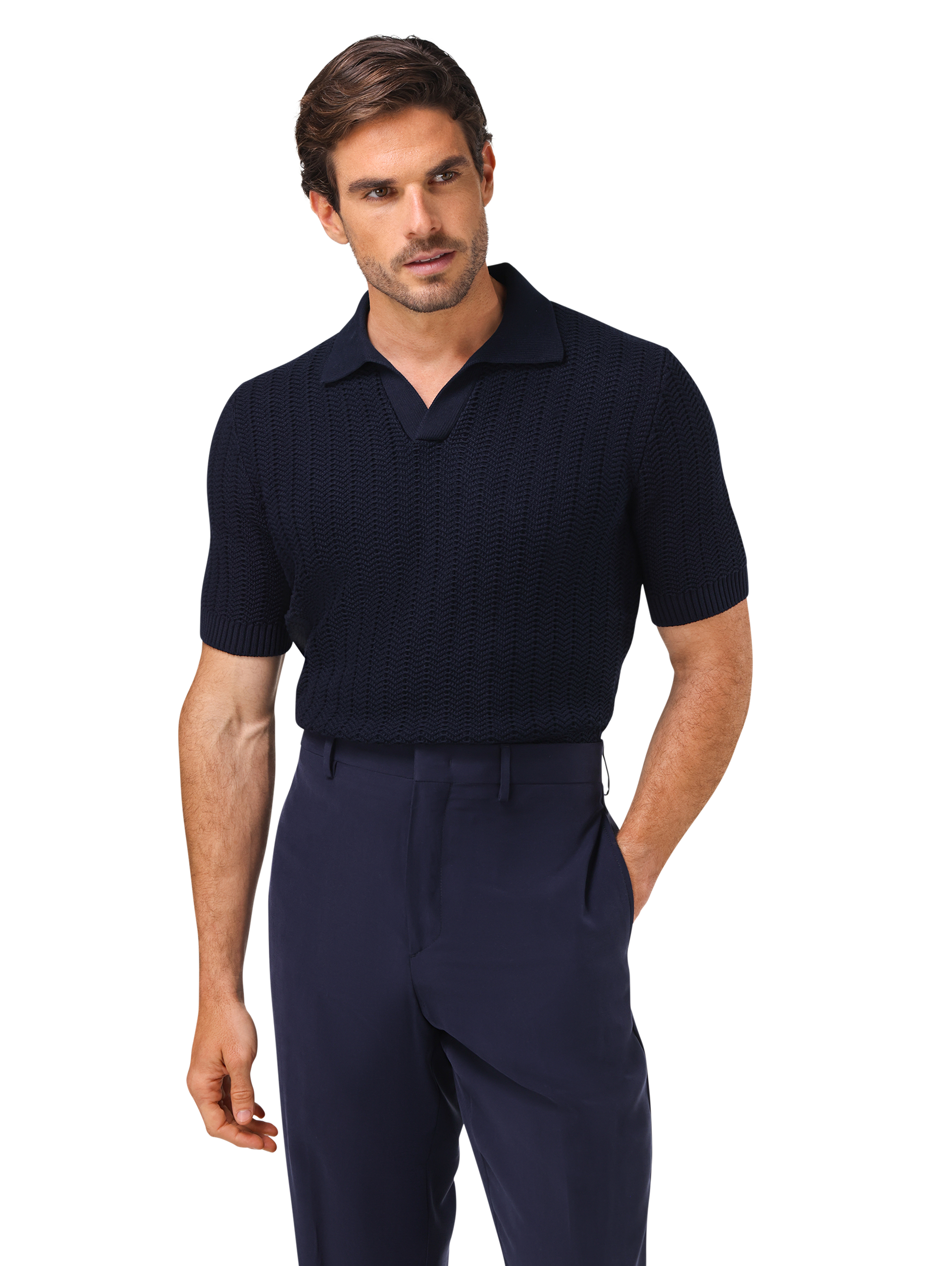 Buttonless polo van katoen | MODEL | FULL_WIDTH | BLUE NAVY