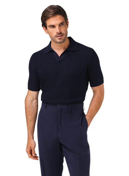 Buttonless polo van katoen | MODEL | FULL_WIDTH | BLUE NAVY