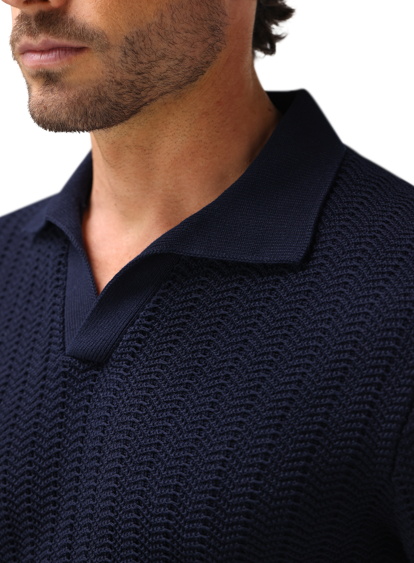 Buttonless polo van katoen | FULL_WIDTH | BLUE NAVY