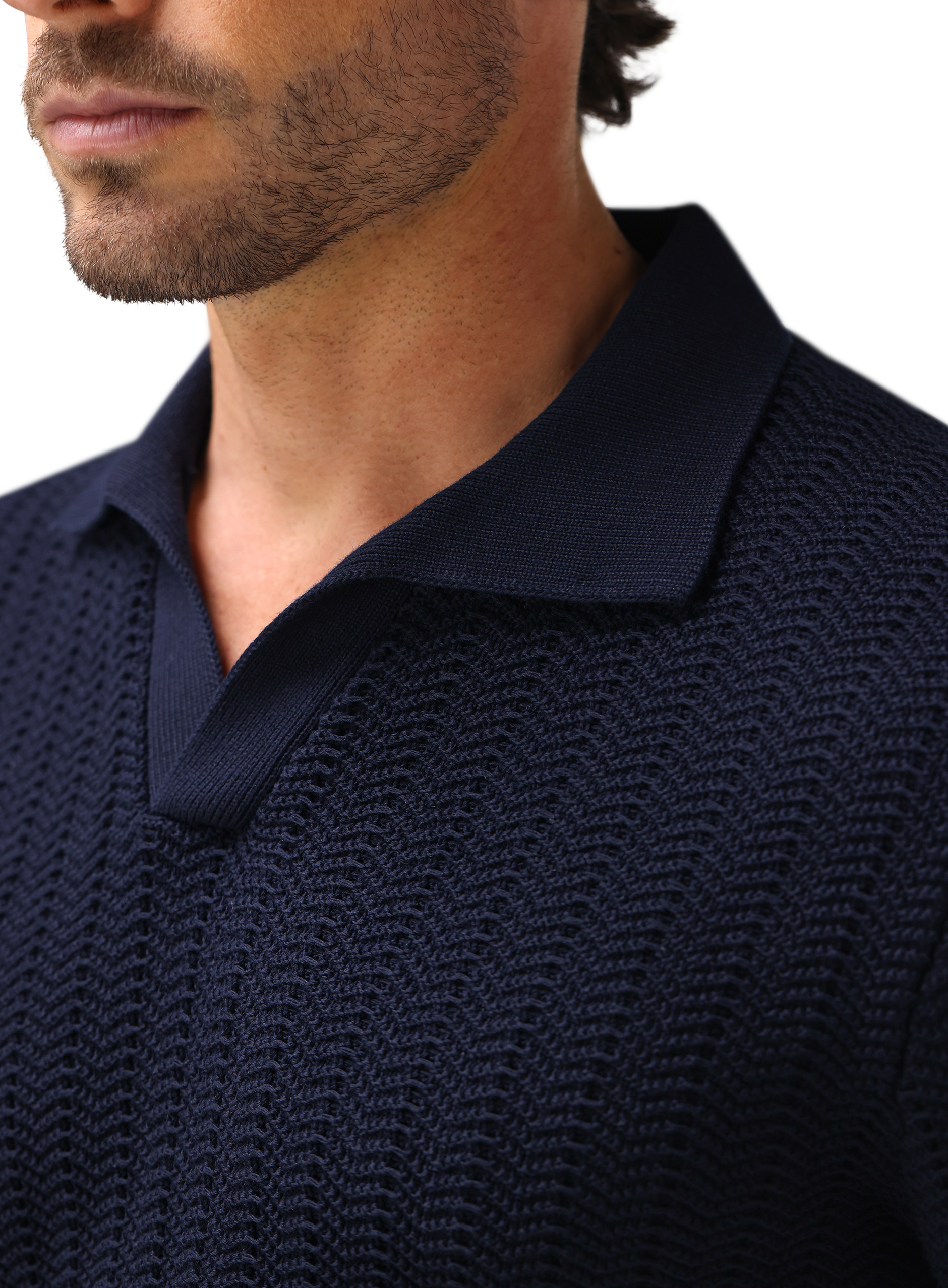 Buttonless polo van katoen | FULL_WIDTH | BLUE NAVY