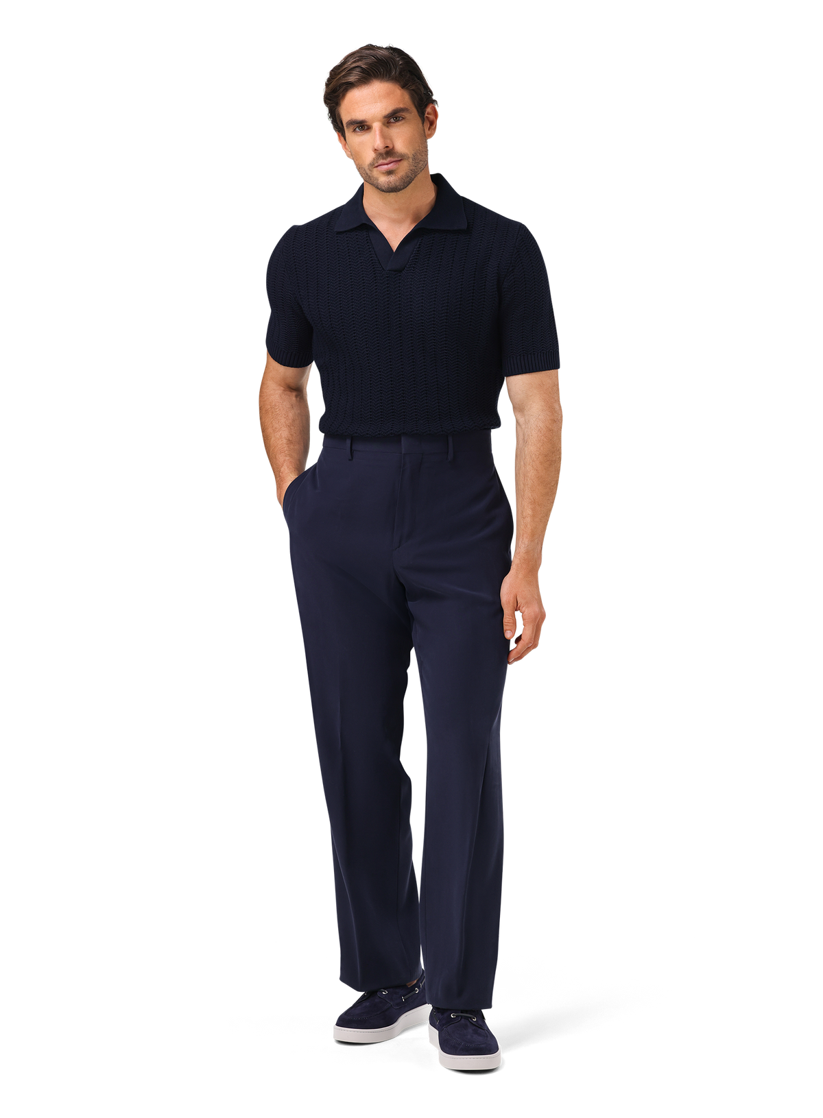 Buttonless polo van katoen | MODEL | FULL_WIDTH | BLUE NAVY