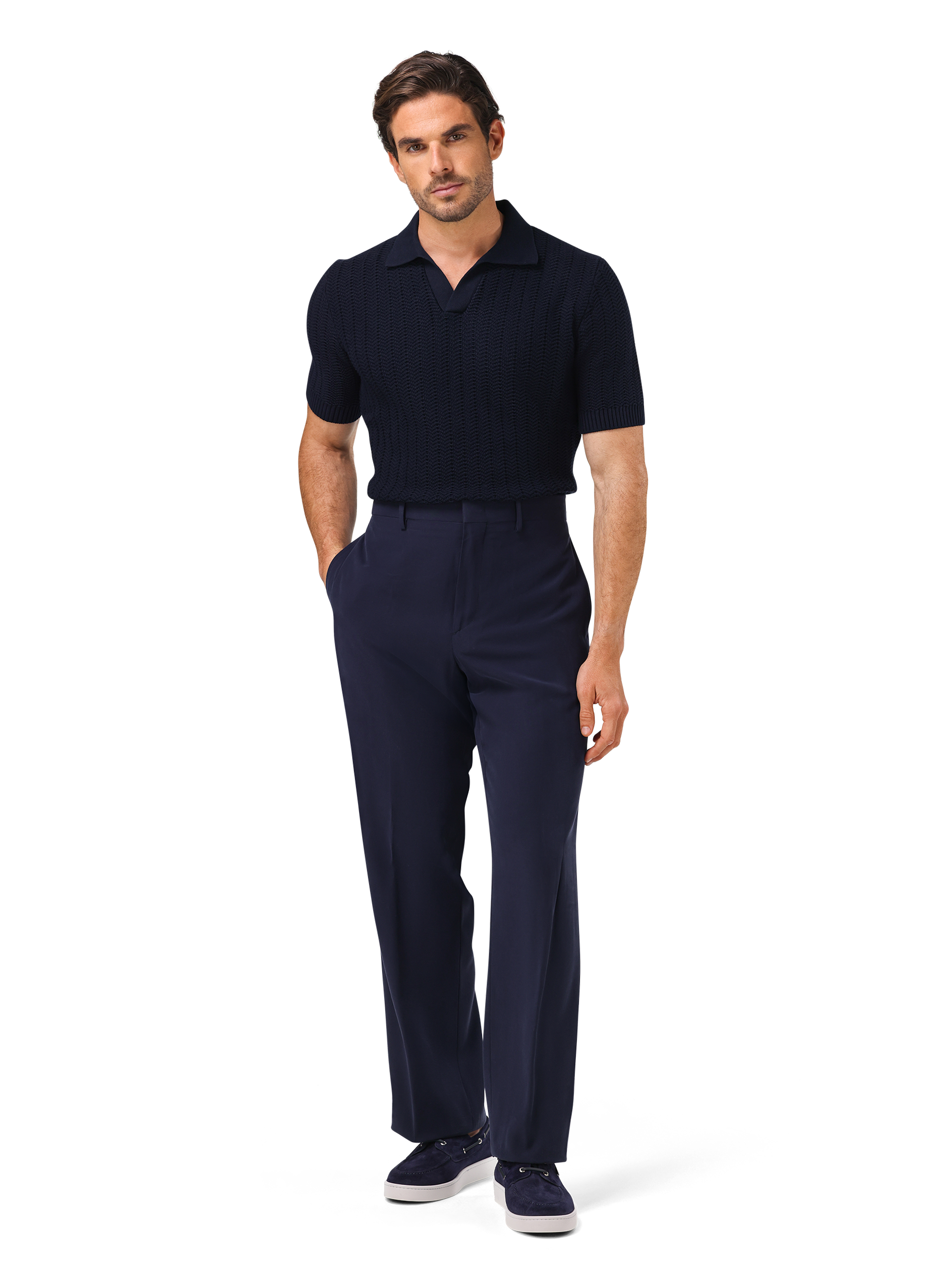 Buttonless polo van katoen | MODEL | FULL_WIDTH | BLUE NAVY
