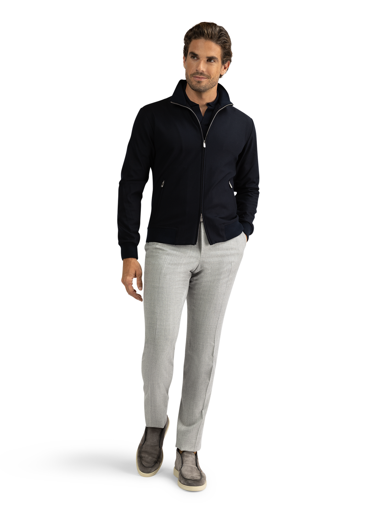 Bomberjack van cashmere | FULL_WIDTH | MODEL | BLUE NAVY