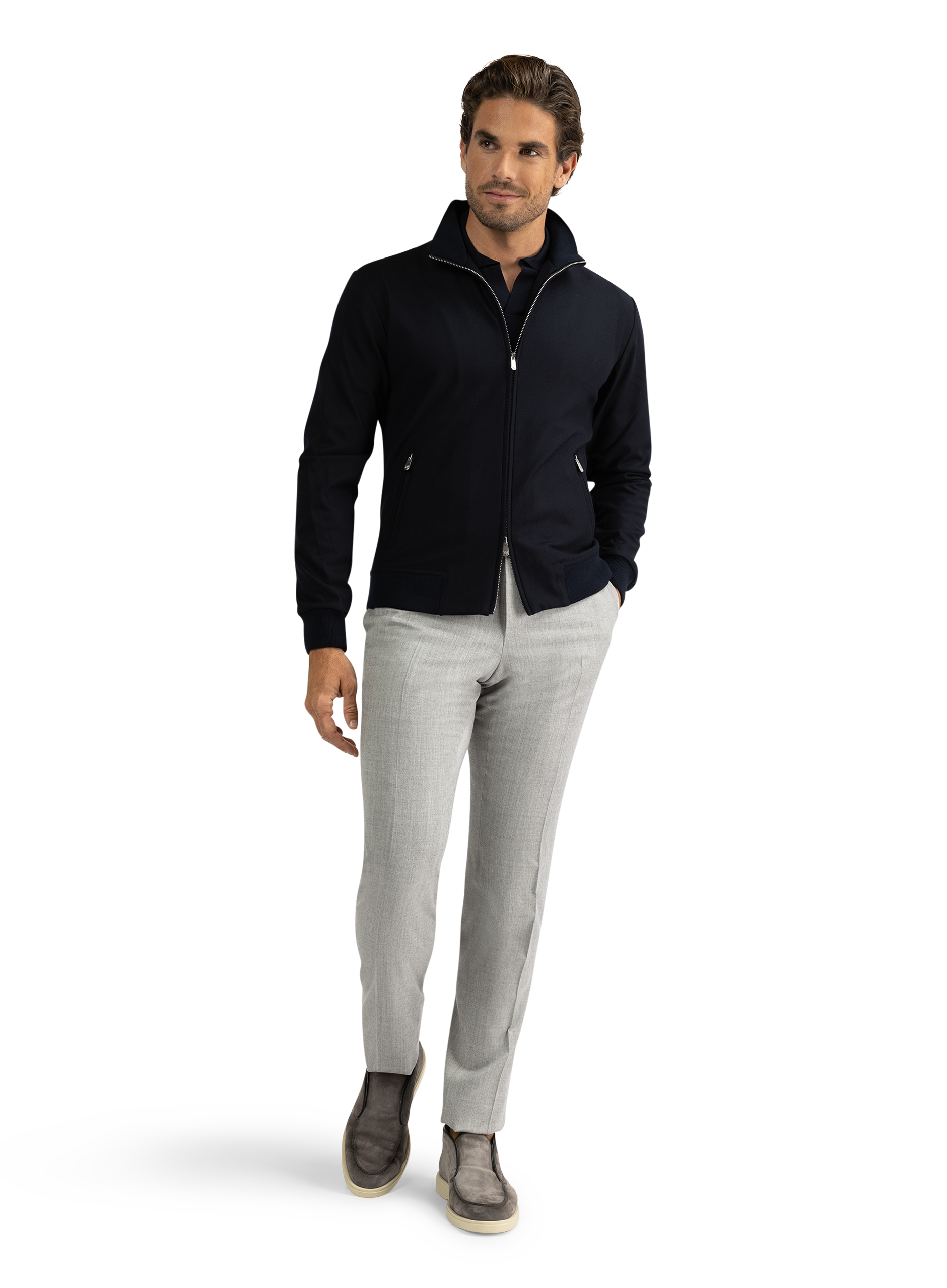 Bomberjack van cashmere | FULL_WIDTH | MODEL | BLUE NAVY